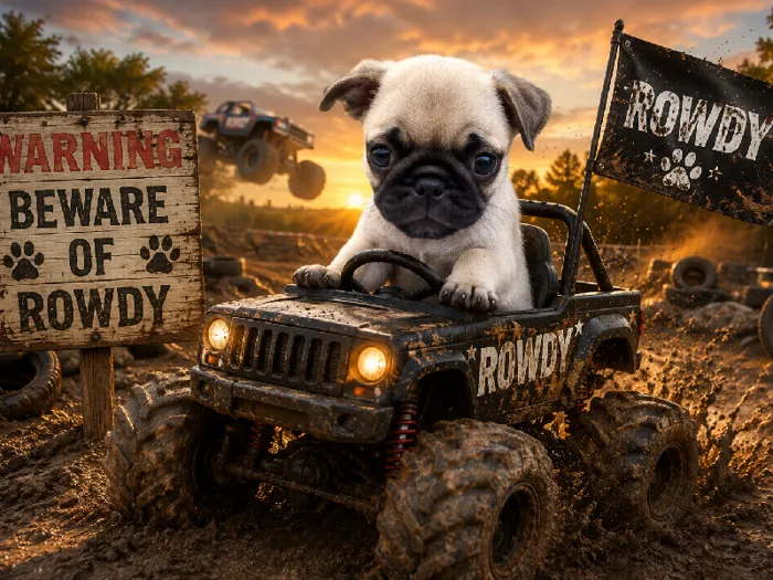 Male Pug puppy named Rowdy for sale at Puppy City Harrisonburg.