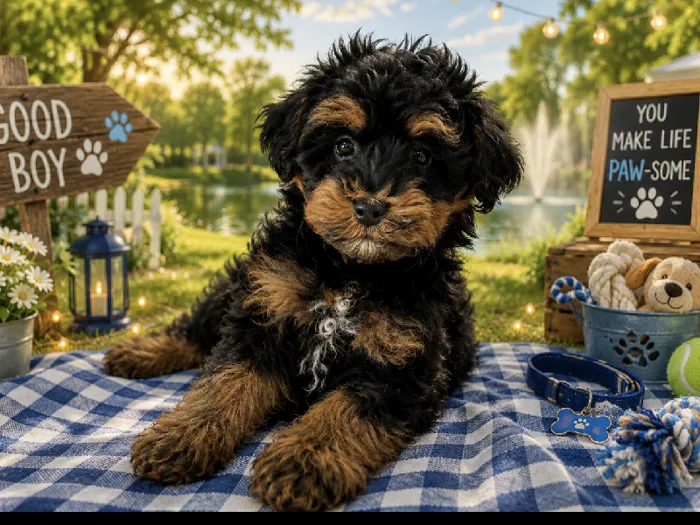 Male Yorkie-Poo puppy named Dickie for sale at Puppy City Harrisonburg.