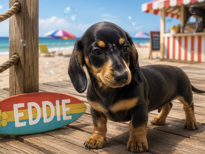 Male Standard Dachshund puppy named Eddie for sale at Puppy City Harrisonburg.